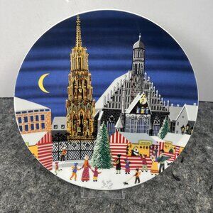 Barbara Furstenhofer Christmas Market Germany Decorative 7.75" Plate Christmas